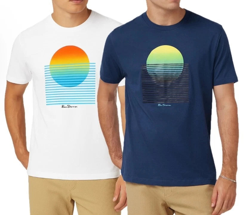 Men's Sunset T-Shirt Short Sleeve Crew Neck Summer Cotton Tee