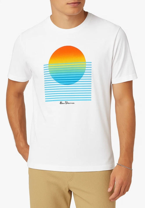 Men's Sunset T-Shirt Short Sleeve Crew Neck Summer Cotton Tee